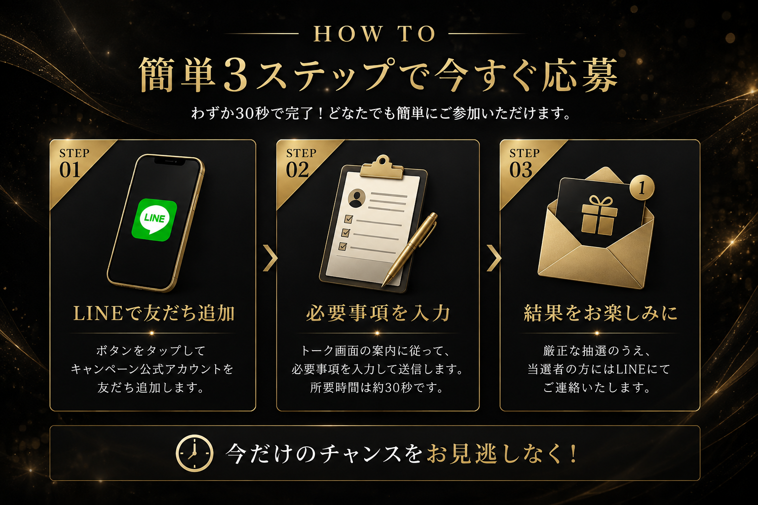 簡単3ステップで応募する方法
